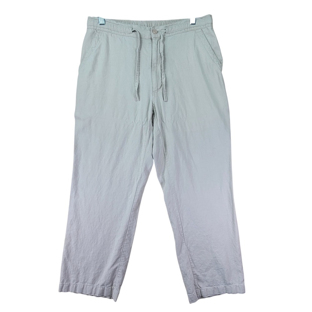 Cubavera Linen Blend Pants Mens 31x26 Beige Good Casual Drawstring Flat‎ Front